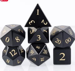 Foam Brain Dice: 7 Set Gemstone Obsidian Gold FBG5755